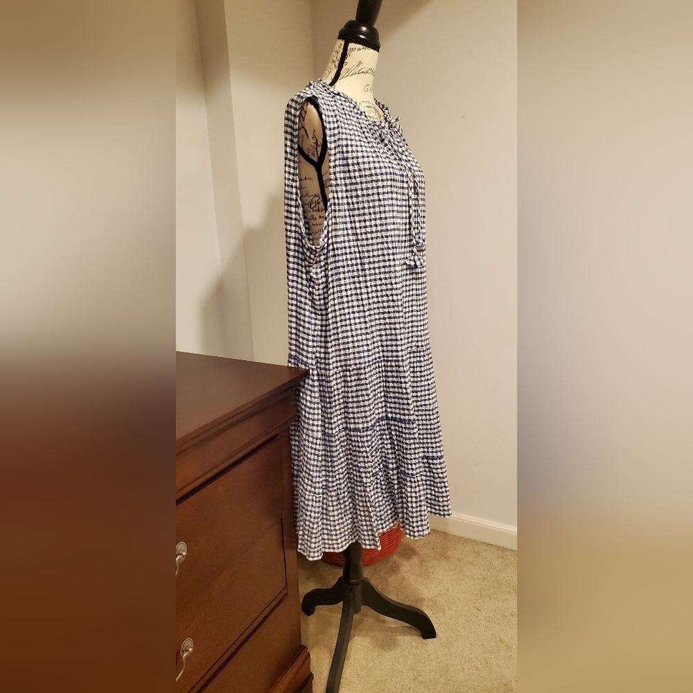 Maxstudio Women Sleeveless Blue And White Square print Dress Size 3X - Picture 3 of 7